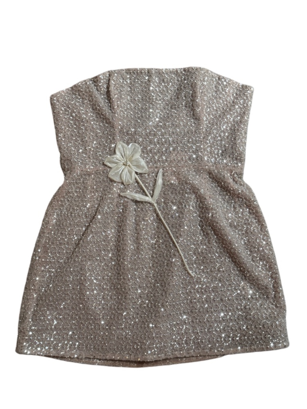 Helsi NWOT XL Elizabeth Strapless Mini Dress Beaded Floral Aplique - Picture 4 of 8
